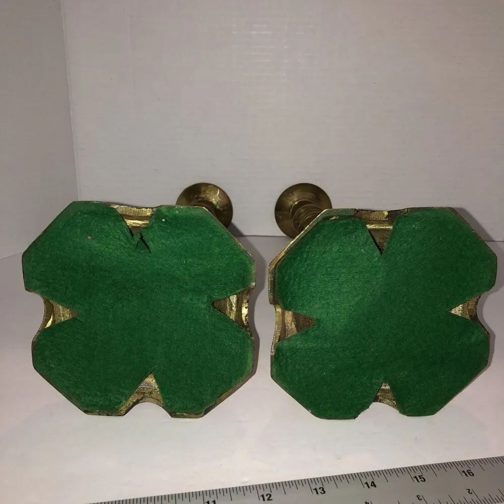 Brass Candlestick Holders Pair 12